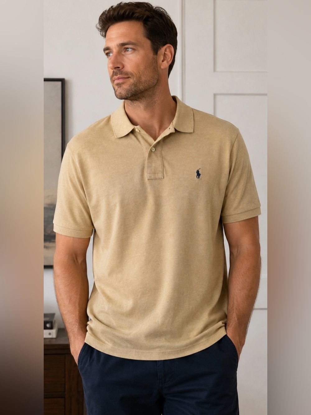 Polo Ralph Lauren Men’s XL Beige Heather Short Sleeve Cotton Polo Shirt Classic